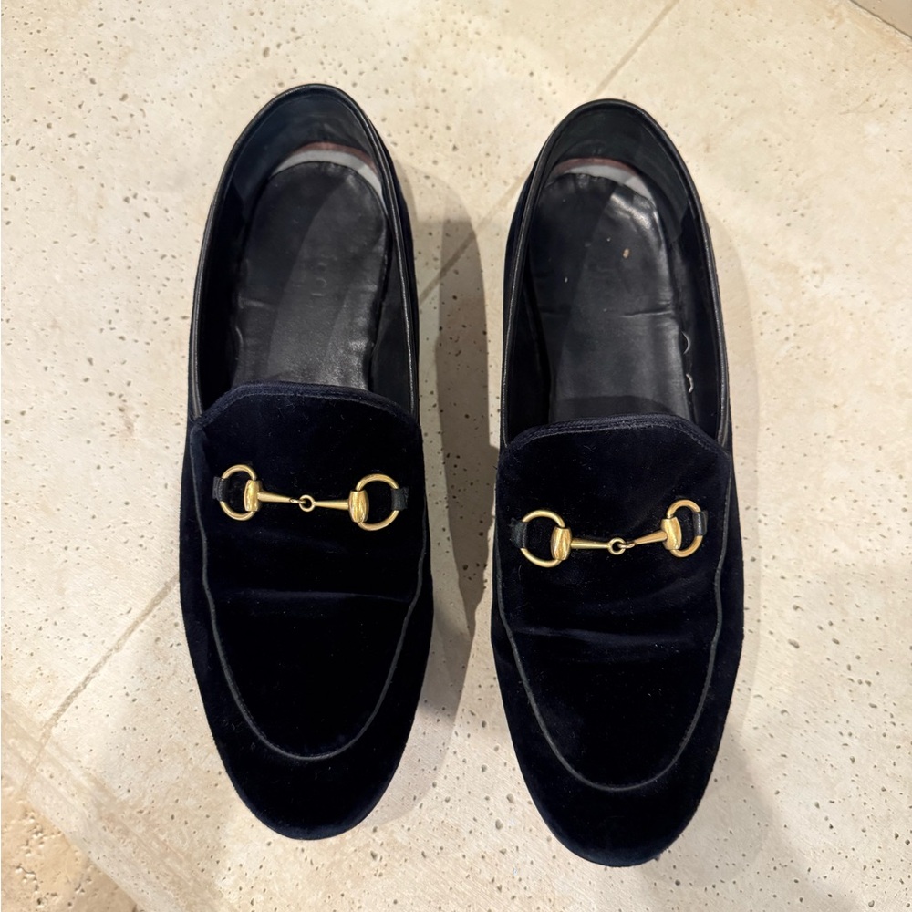 Gucci Velvet Jordaan Loafers - Size 39.5